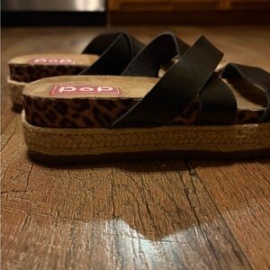 American Eagle Outfitters Black and Leopard Espadrille Sandals